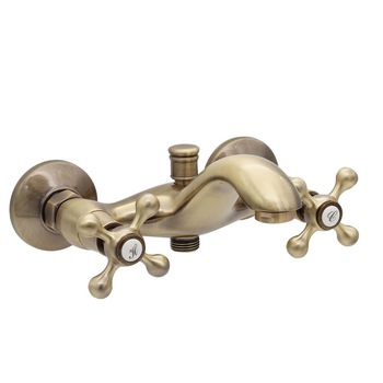 Baterie de cada, Smack, 8361Q, rozeta, lungime 160 mm, retro, cu teava fixa, alama, bronz, set de dus inclus Baterie de cada, Smack, 8361Q, rozeta, lungime 160 mm, retro, cu teava fixa, alama, bronz, set de dus inclus