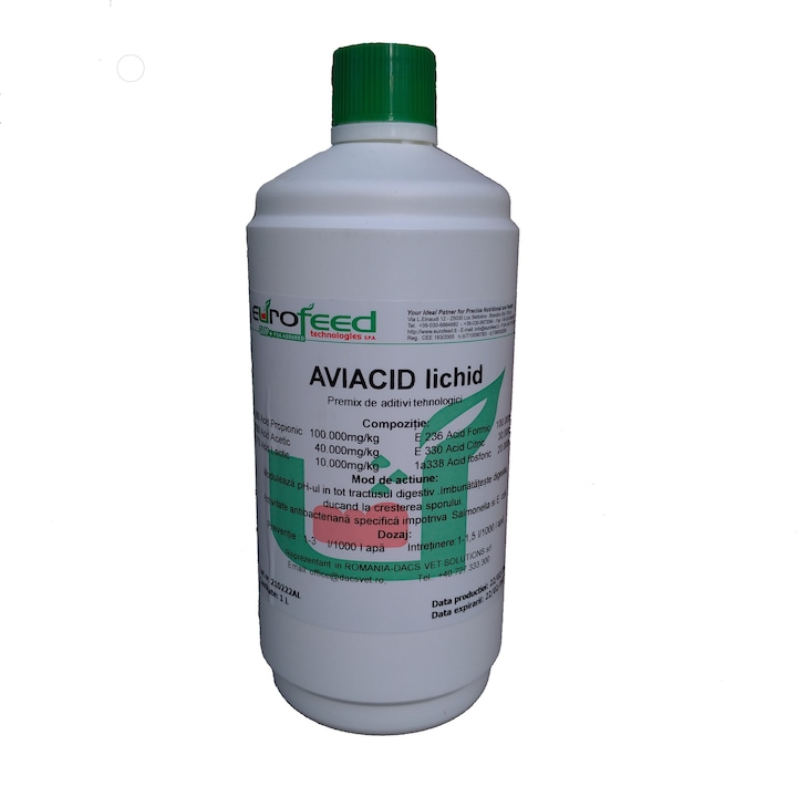 Aditiv furajer acidifiant complex, AVIACID LICHID 1L