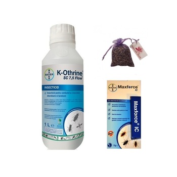 Set insecticide profesionale Kothrine 7.5 Flow 1L si gel Maxforce 5 gr si Saculet lavanda 10 gr, anti insecte taratoare si zburatoare, gandaci, plosnite de pat, tantari, muste Set insecticide profesionale Kothrine 7.5 Flow 1L si gel Maxforce 5 gr si Saculet lavanda 10 gr, anti insecte taratoare si zburatoare, gandaci, plosnite de pat, tantari, muste