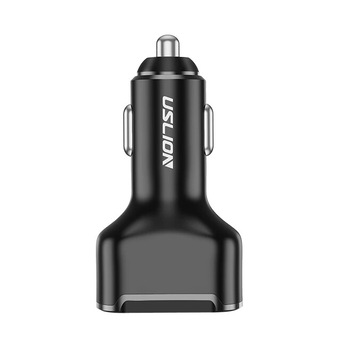 Incarcator Auto inteligent cu 2 porturi USB, si un port USB C, cu Multiple Protectii, negru mat Incarcator Auto inteligent cu 2 porturi USB, si un port USB C, cu Multiple Protectii, negru mat