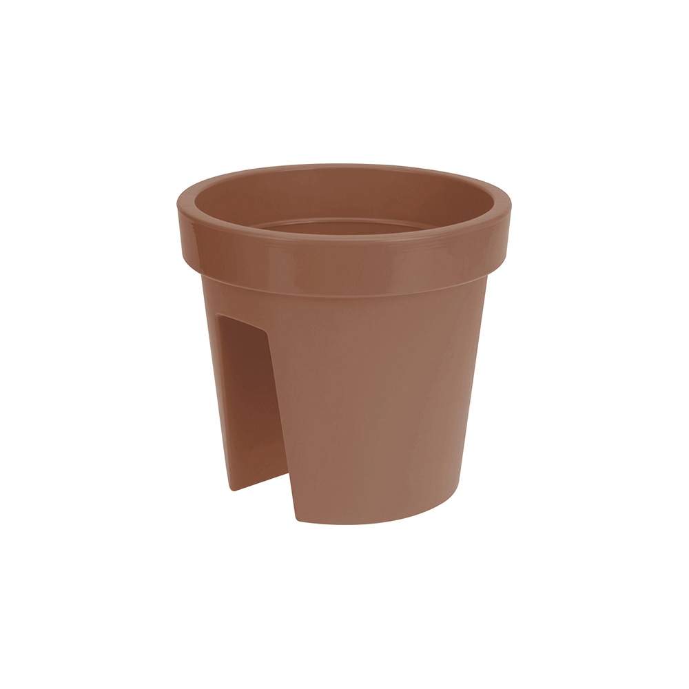 Ghiveci rotund din plastic pentru balcon Lena – maro 28 cm
