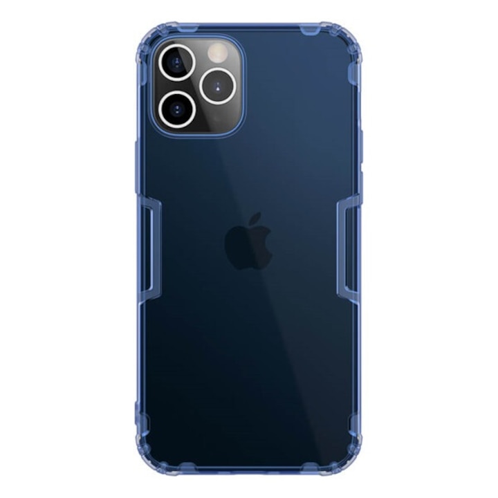 Nillkin nature szilikon mobiltelefon tok, ütésállóság, légpárnás sarok, 0.6mm, ultravékony, sötétkék, kompatibilis: Apple iPhone 12 Pro / iPhone 12