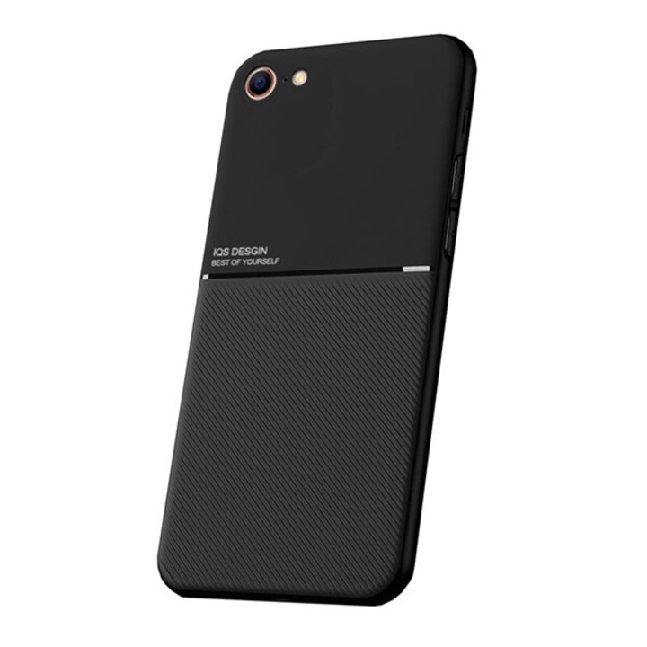 Gigapack szilikon mobiltelefon tok, ütésállóság, mágneses, bőr hatású hátlap, csíkos, fekete, kompatibilis: Apple iPhone SE 3, 2022, / iPhone SE 2, 2020, / iPhone 8 4.7