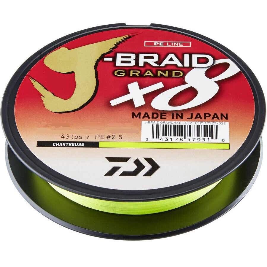 Fir Daiwa J-Braid Grand X8E Chartreusse 0.10mm 7.0Kg 135M Verde