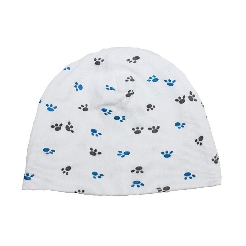 Caciulita tip fes, alba cu labute albastre 42 cm