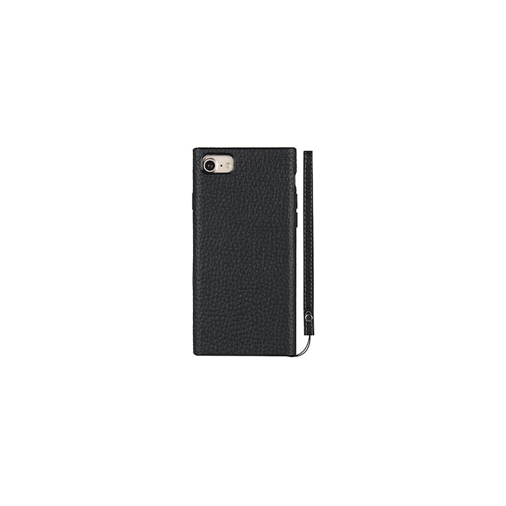 Gigapack gumi/szilikon tok Apple iPhone 7 4.7 készülékhez, fekete, valódi bőr hátlap