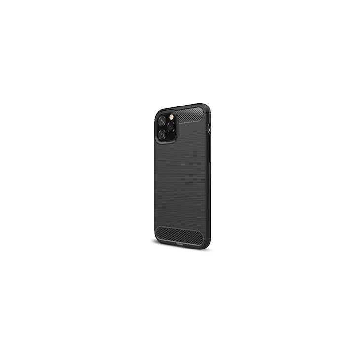 Gigapack gumi/szilikon tok Apple iPhone 11 Pro készülékhez, szálcsiszolt, fekete karbonmintás