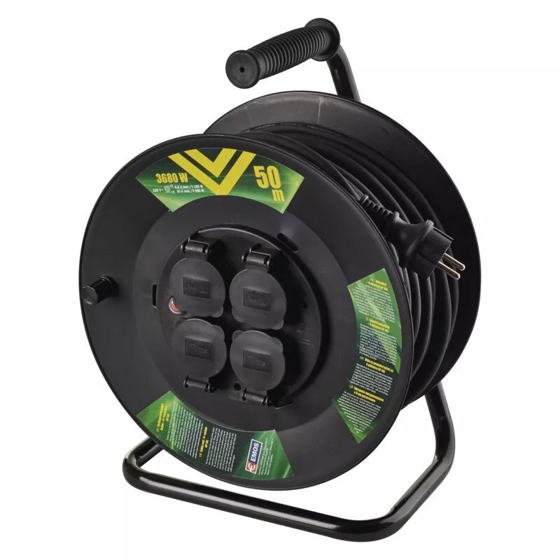 Cablu EMOS tambur 4 prize 50m IP44 SCHUKO