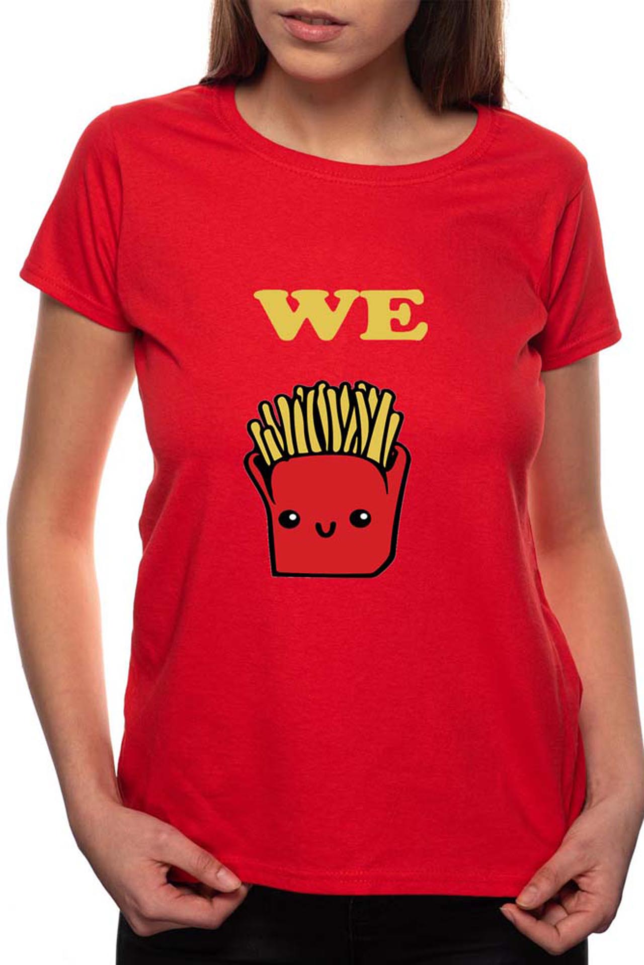 Tricou dama, French Fries, 100% Bumbac, R25, Rosu