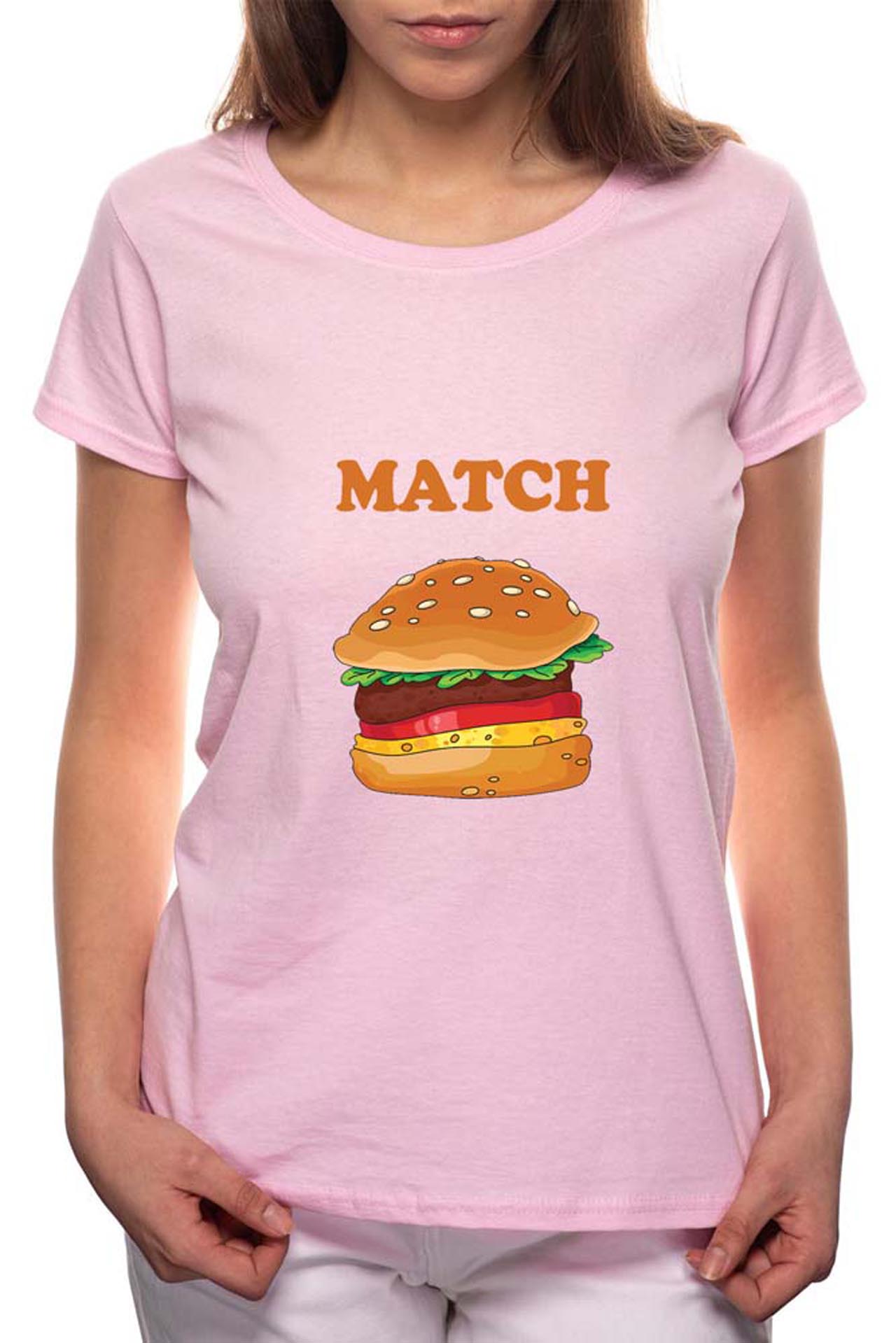 Tricou dama, Hamburger, 100% Bumbac, P26, Roz