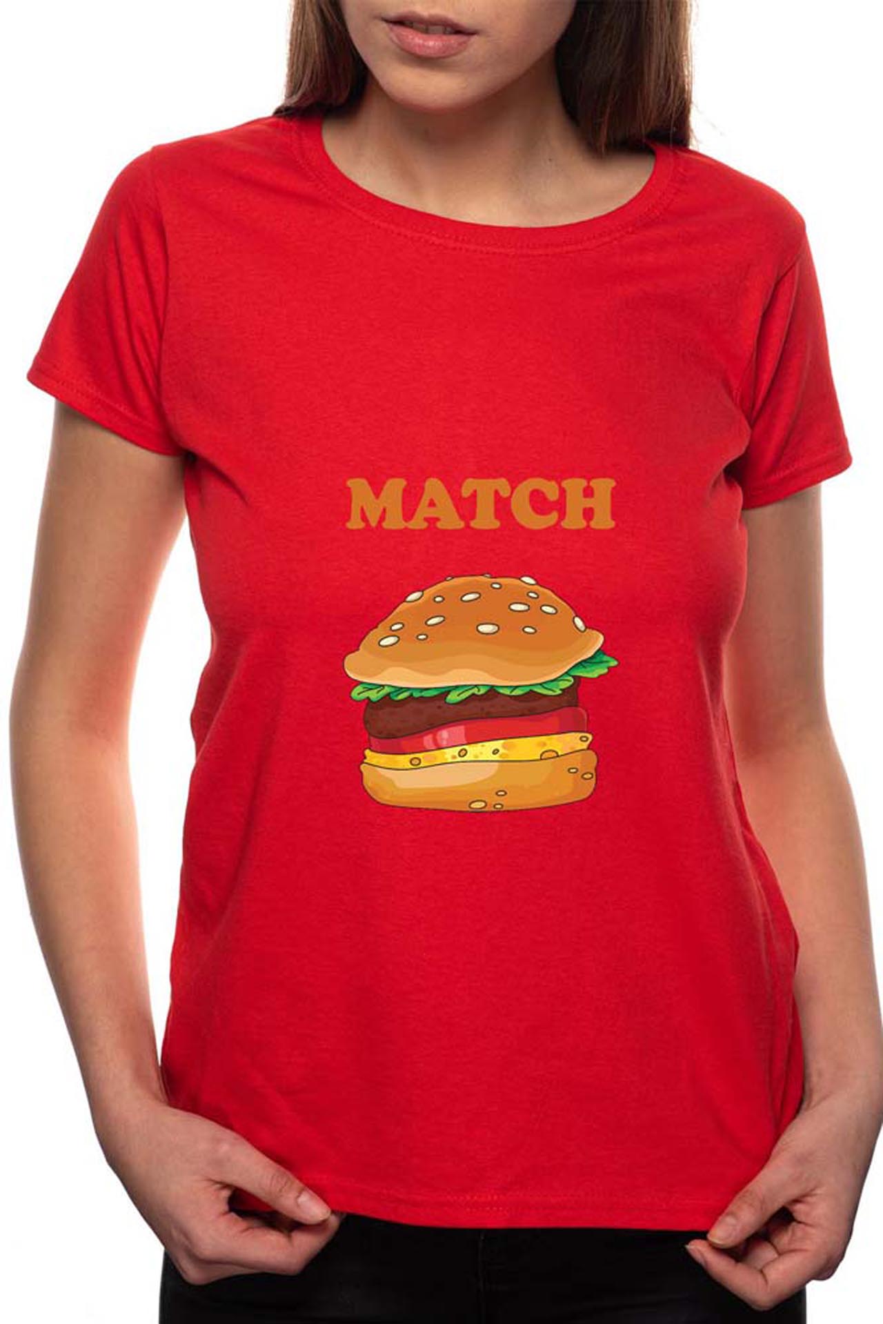 Tricou dama, Hamburger, 100% Bumbac, R26, Rosu