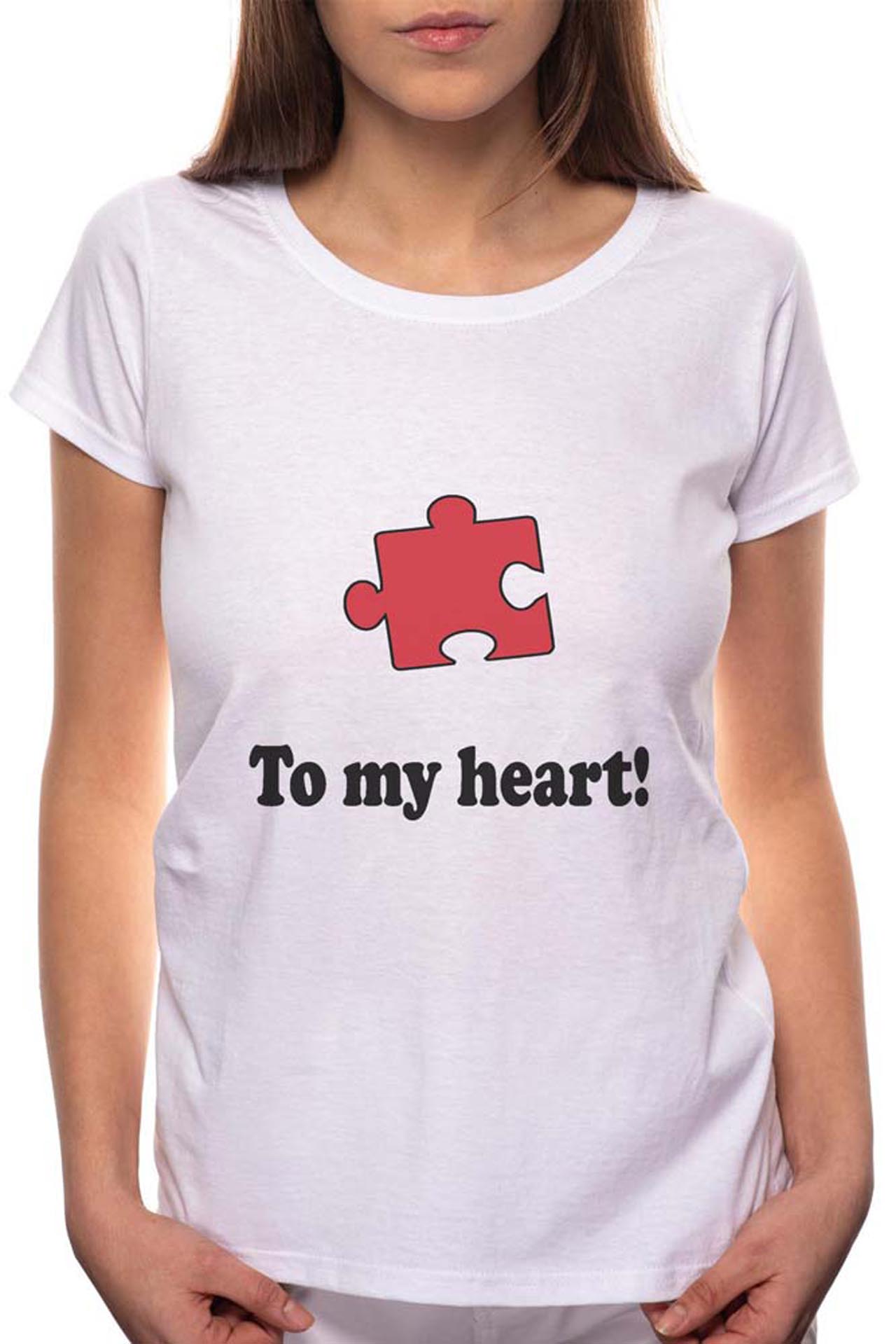 Tricou dama, To My Heart, 100% Bumbac, W30, Alb
