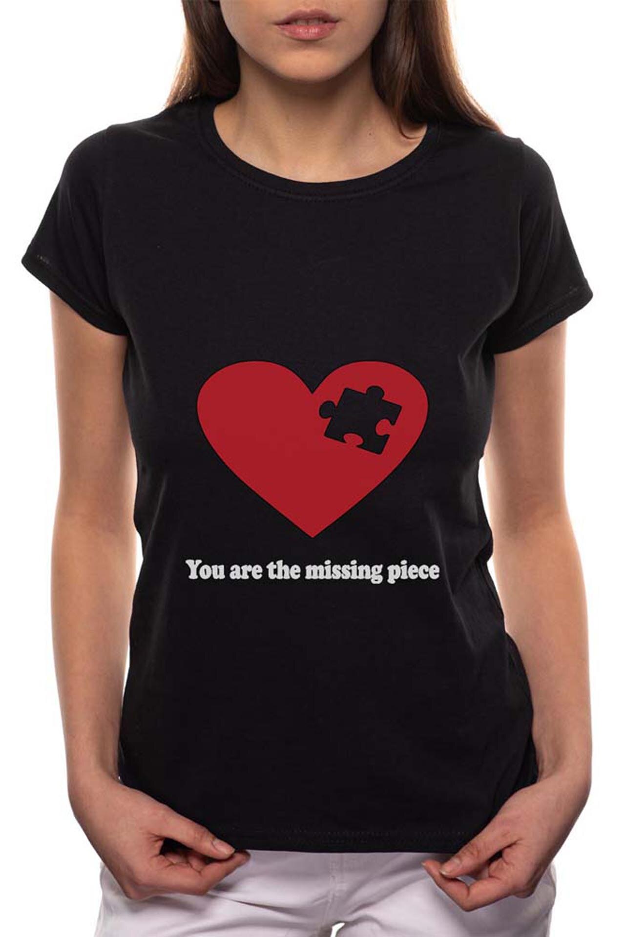 Tricou dama, Missing Piese, 100% Bumbac, B29, Negru