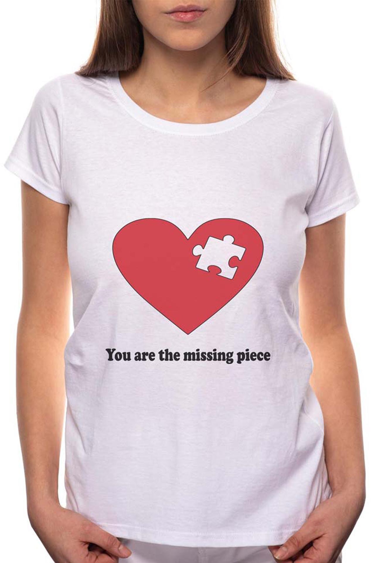 Tricou dama, Missing Piese, 100% Bumbac, W29, Alb