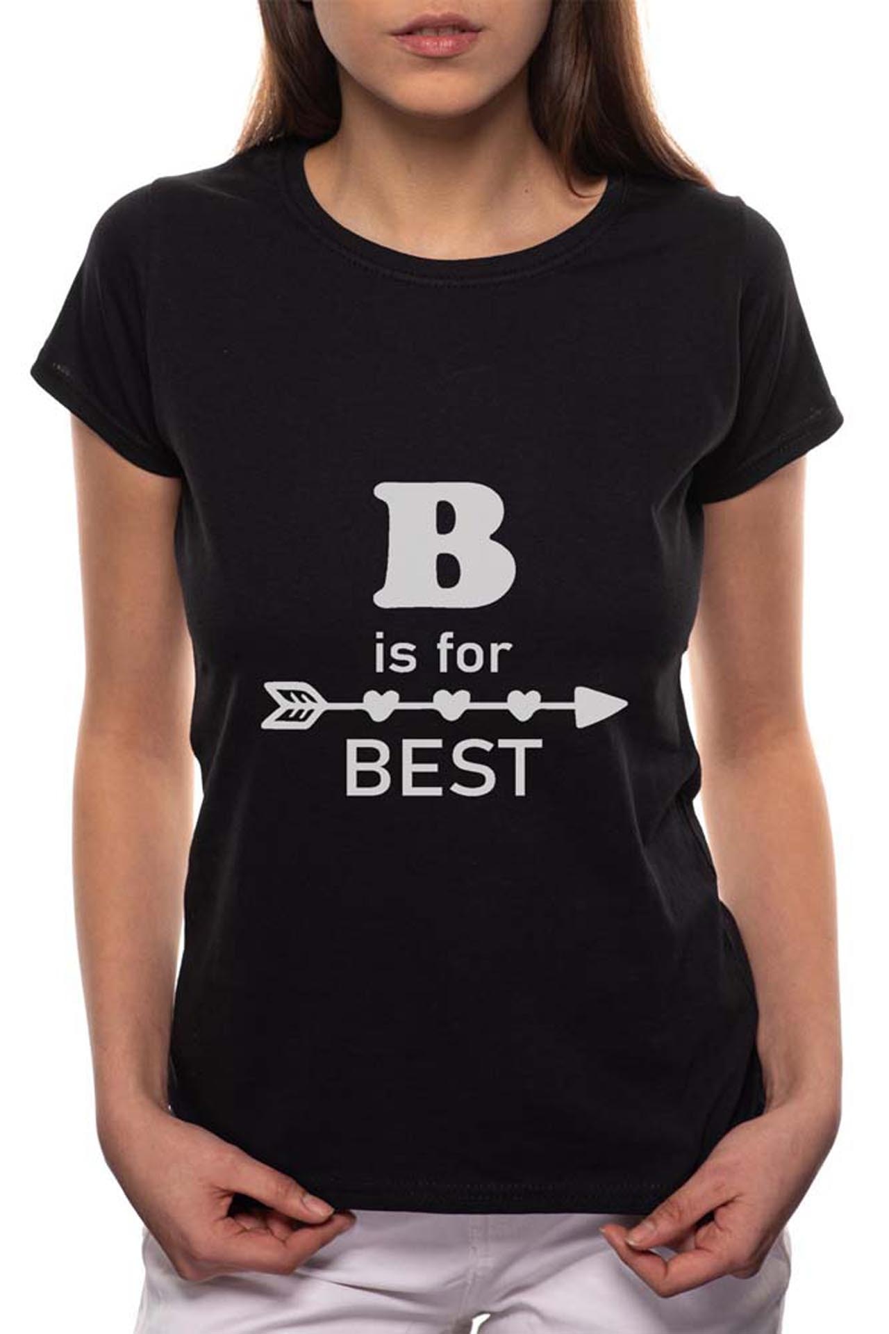 Tricou dama, B Is For The Best, 100% Bumbac, B36, Negru
