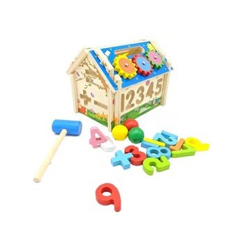Casuta educativa din lemn, sortare, asociere, Montessori, Multicolor, + 3 ani Casuta educativa din lemn, sortare, asociere, Montessori, Multicolor, + 3 ani