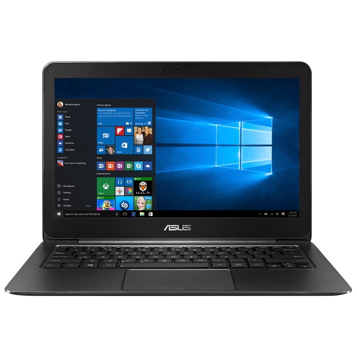 Laptop ASUS ZenBook UX305CA-FB070T cu procesor Intel® Core™ m7-6Y75 3.10GHz, 13.3", QHD+, 8GB, 128GB SSD, Intel® HD Graphics 515, Windows 10, Black & Metal