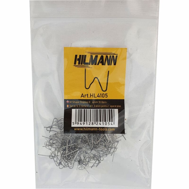 Set de 100 cleme V Ext-0.6mm, Hilmann, pentru reparat plastic