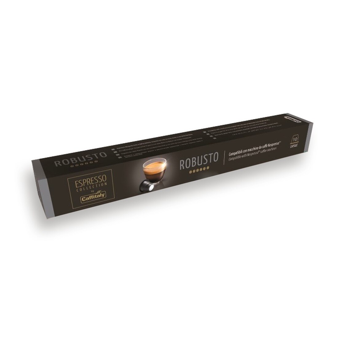 Capsule cafea Caffitaly Robusto, compatibile Nespresso, 10 capsule, 55 gr