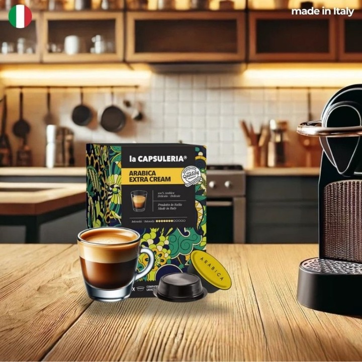 Capsule Cafea Arabica Extra Cream La Capsuleria, 16 capsule, compatibile cu Lavazza a Modo Mio