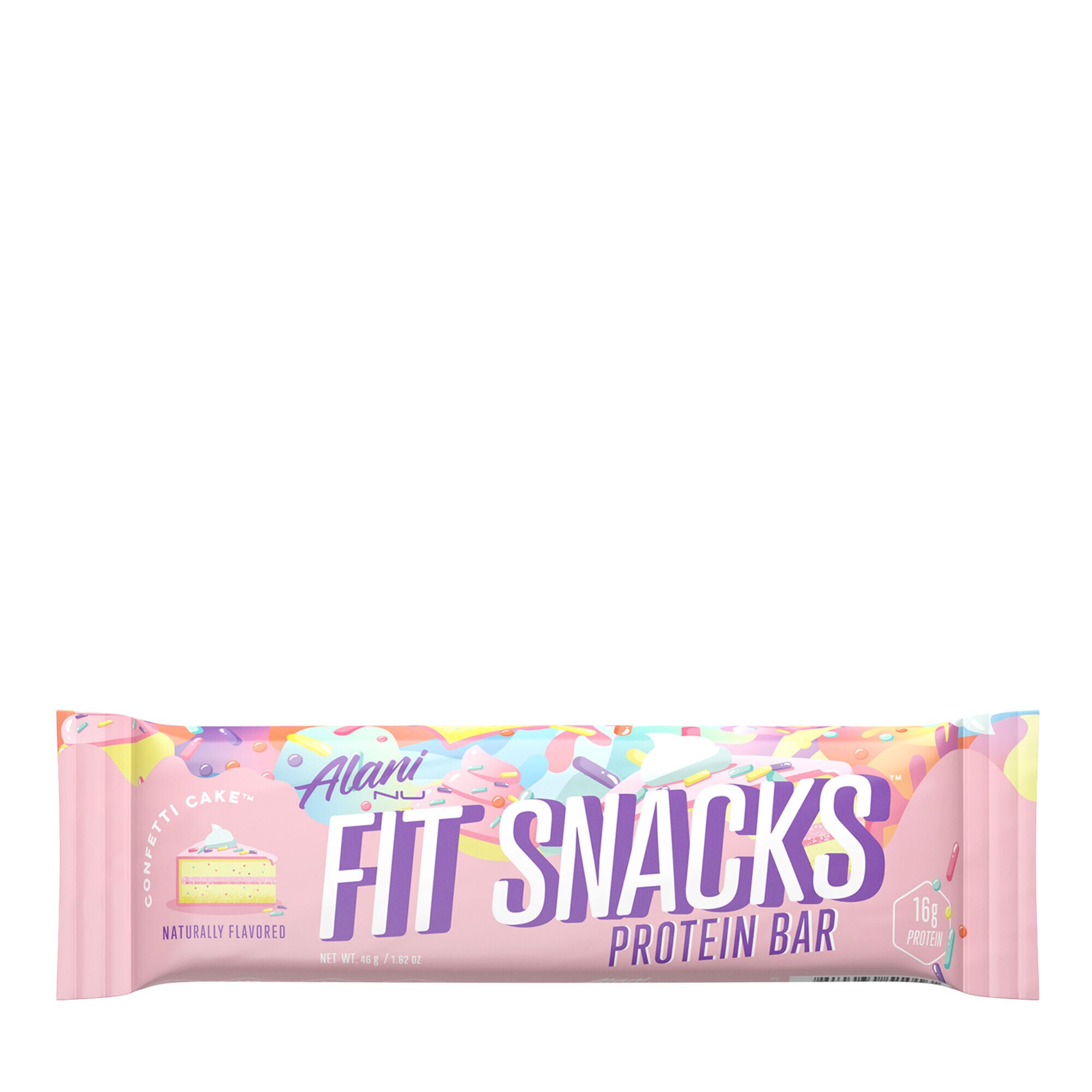 Inlocuitor de Masa, GNC Alani Nu Fit Snacks, Baton Proteic cu Aroma de Prajitura Confetti, 46 G