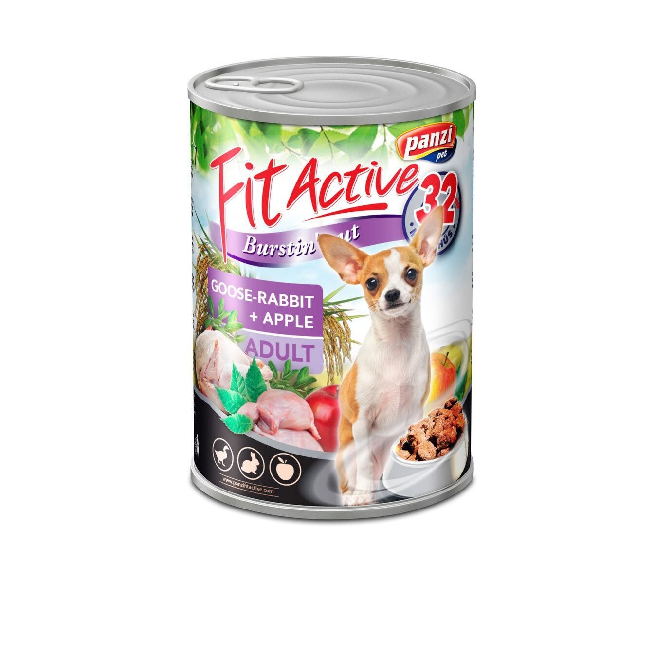 Hrana umeda pentru caini Fit Active Adult conserva cu gasca si iepure 415 g