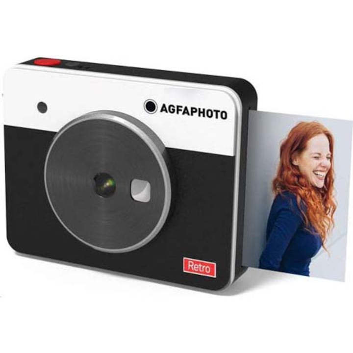 Фотоапарат за моментни снимки Agfa Realipix Square S, черен + 10 броя хартия, LCD дисплей