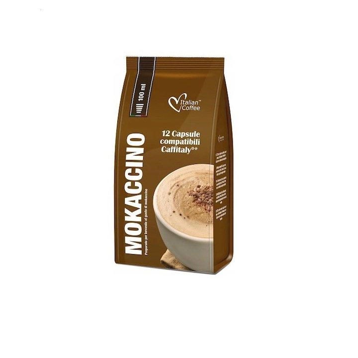 Set 12 capsule Mokaccino, compatibile Caffitaly/Cafissimo/Beanz, Italian Coffee