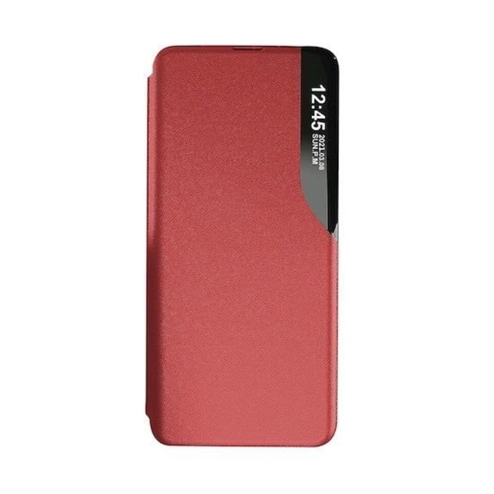 Калъф Flip, Съвместим с Xiaomi Mi 10, Xiaomi Mi 10 Pro - ApcGsm View Red Eco Leather