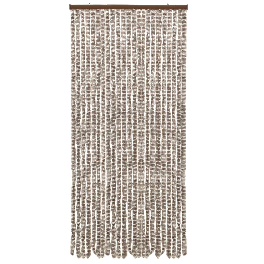 Perdea pentru insecte, gri taupe si alb, 90 x 220 cm, chenille
