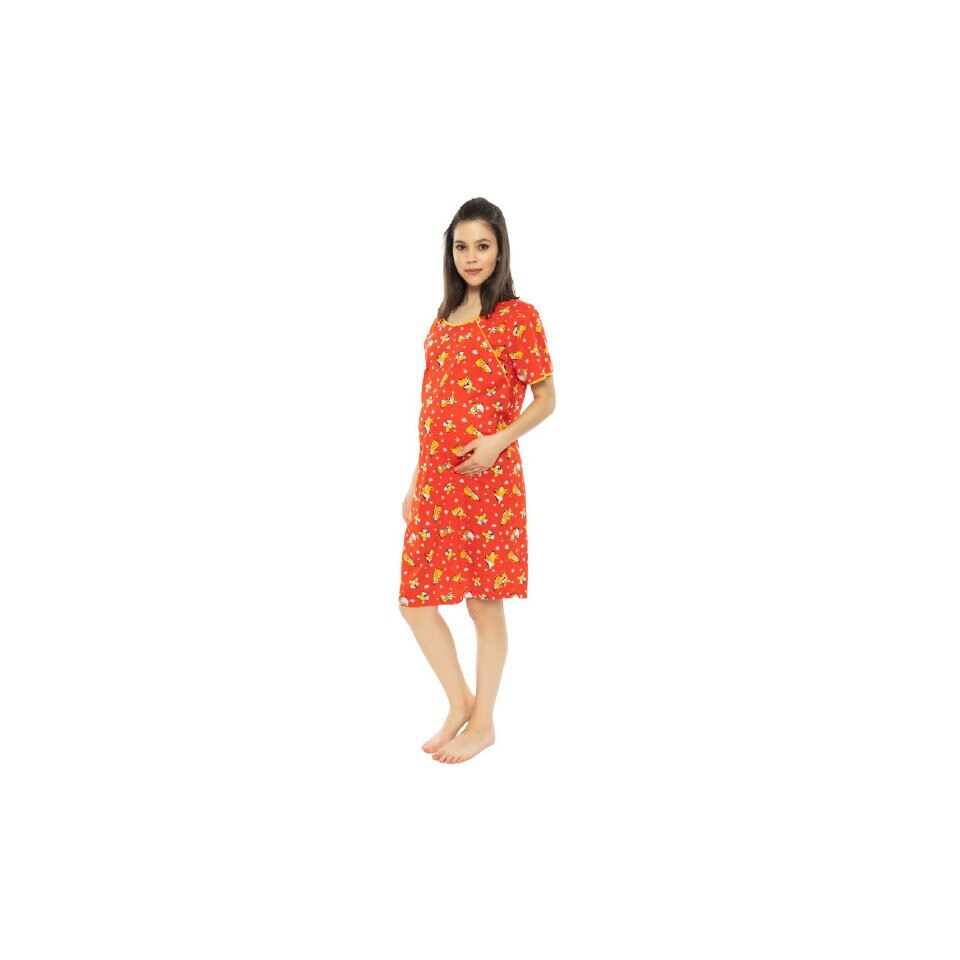 Camasa pentru alaptat, Fox and flowers, rosie, Multicolor