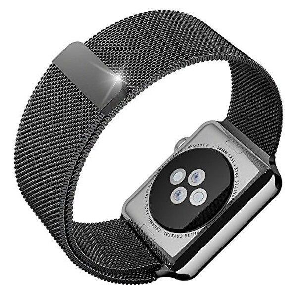 Curea Metalica Compatibila milanese loop Apple Watch Seria 1, 2, 3, 4, 5, 6 de 38 sau 40mm Space Grey Bratara