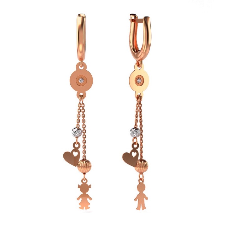 Обеци от розово злато модел 29