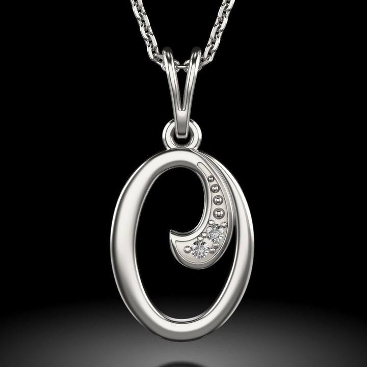 Сребърно колие с висулка модел буква О