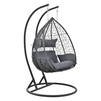Scaun suspendat, en.casa, Capileira DG, 128 x 130 x 72 cm, otel/poliratan, multicolor, 250 Kg, cu suport, pentru 2 persoane Scaun suspendat, en.casa, Capileira DG, 128 x 130 x 72 cm, otel/poliratan, multicolor, 250 Kg, cu suport, pentru 2 persoane
