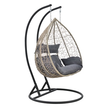 Scaun suspendat, en.casa, Capileira BDG, 128 x 130 x 72 cm, otel/poliratan, multicolor, 250 Kg, cu suport, pentru 2 persoane Scaun suspendat, en.casa, Capileira BDG, 128 x 130 x 72 cm, otel/poliratan, multicolor, 250 Kg, cu suport, pentru 2 persoane