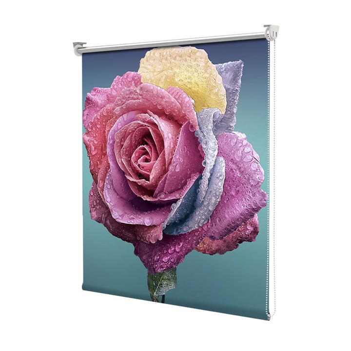 Roleta Art Shade tip Jaluzea cu Rulou si sistem inclus, Art Star, Trandafir multicolor, Multicolor, Decoratiuni, Latime 50 cm x Inaltime 130 cm