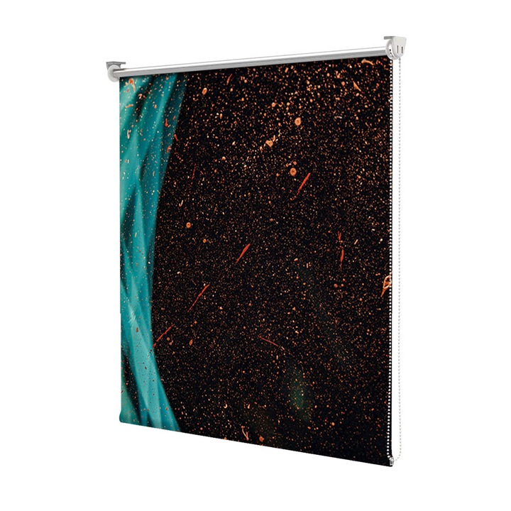 Roleta Art Shade tip Jaluzea cu Rulou si sistem inclus, Art Star, Forma turcoaz blurata, Multicolor, Decoratiuni, Latime 80 cm x Inaltime 130 cm