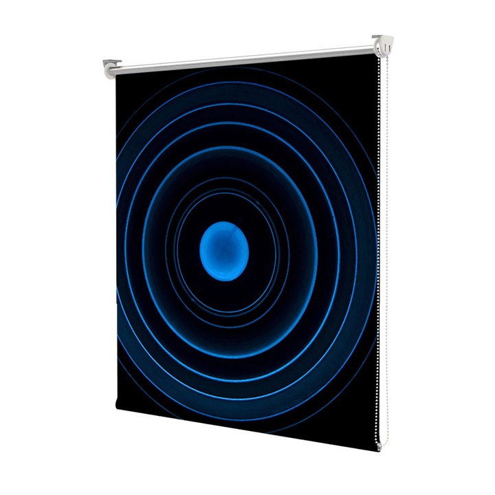 Roleta Art Shade tip Jaluzea cu Rulou si sistem inclus, Art Star, Cercuri concentrice albastre, Multicolor, Decoratiuni, Latime 45 cm x Inaltime 130 cm