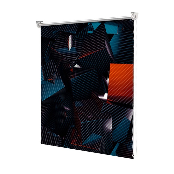 Roleta Art Shade tip Jaluzea cu Rulou si sistem inclus, Art Star, Cuburi adunate, Multicolor, Decoratiuni, Latime 60 cm x Inaltime 130 cm