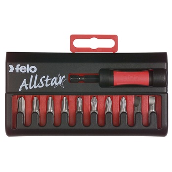 Set 10 biti Industrial + adaptor magnetic Felo Star, utilizare universala, Felo 02090116 Set 10 biti Industrial + adaptor magnetic Felo Star, utilizare universala, Felo 02090116