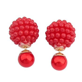 Cercei ZZV cu margele in forma de zmeura rosie Cercei ZZV cu margele in forma de zmeura rosie