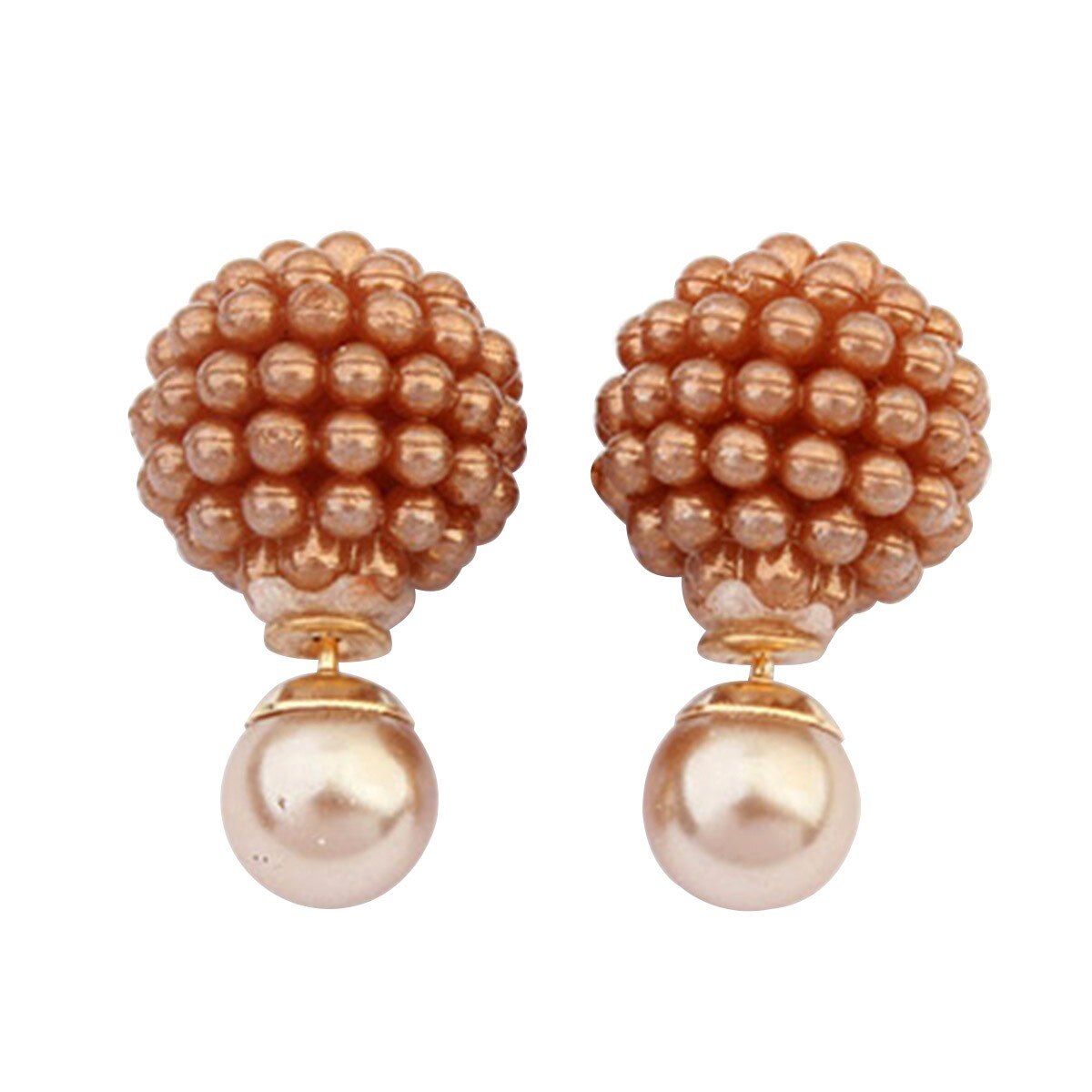 Cercei ZZV cu margele in forma de zmeura crem