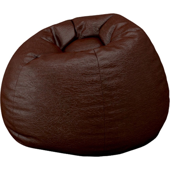 Fotoliu tip Puf Topcho, Model Mar, Piele ecologica, Maro