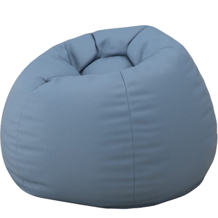 Fotoliu tip Puf Topcho, Model Mar, Piele ecologica, Albastru deschis