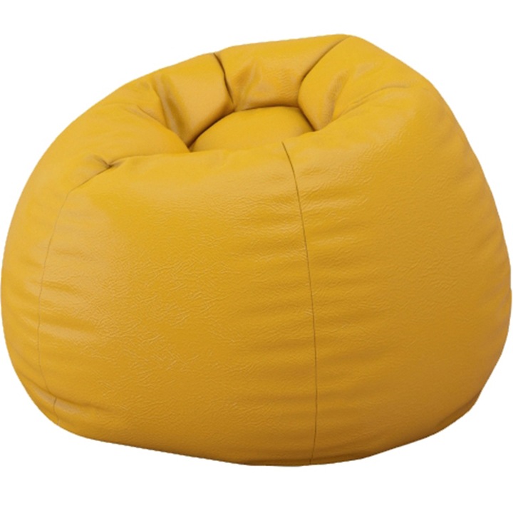 Fotoliu tip Puf Topcho, Model Mar, Piele ecologica, Galben
