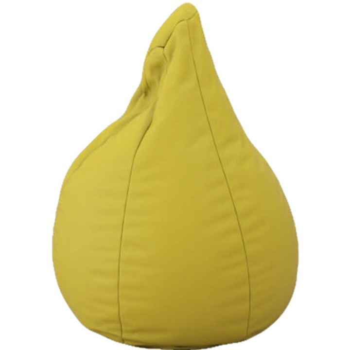 Fotoliu tip Puf Topcho, Little Pear, Piele ecologica, 75x90cm, Galben mustar