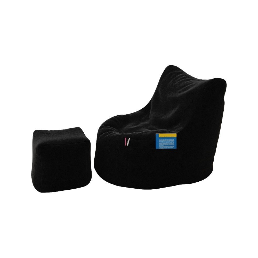 Set Fotoliu si taburet Topcho, Tapitat, Negru