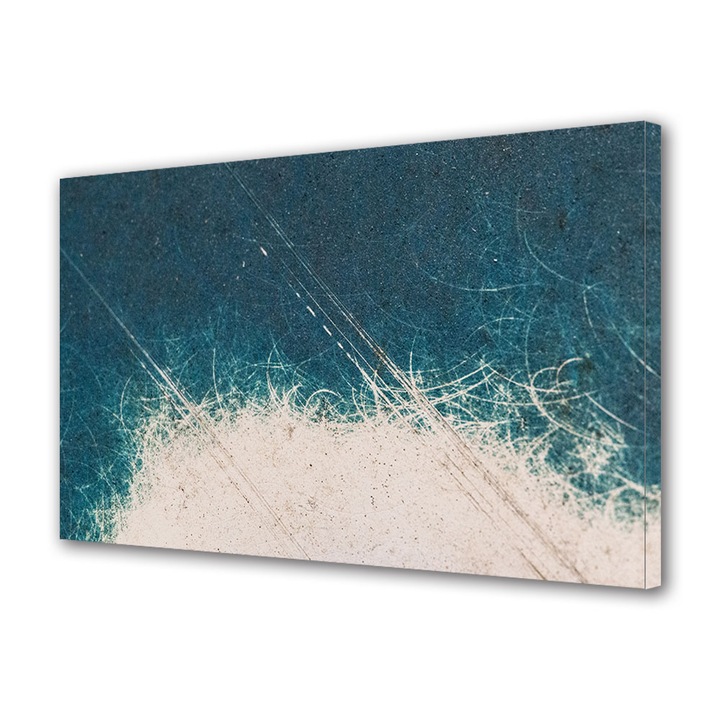 Tablou Canvas Premium, Art Star, Pata alba pe fundal turcoaz, Abstract, Panza pe cadru de lemn, Decoratiuni Moderne pentru Casa, 80 x 120 cm