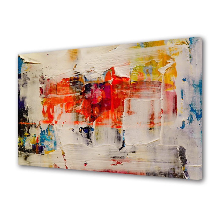 Tablou Canvas Premium, Art Star, Alb peste culori, Abstract, Panza pe cadru de lemn, Decoratiuni Moderne pentru Casa, 30 x 45 cm